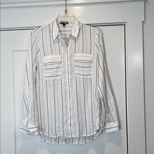 Express White Shirt with Pink and Black Stripes size small. NWT!
